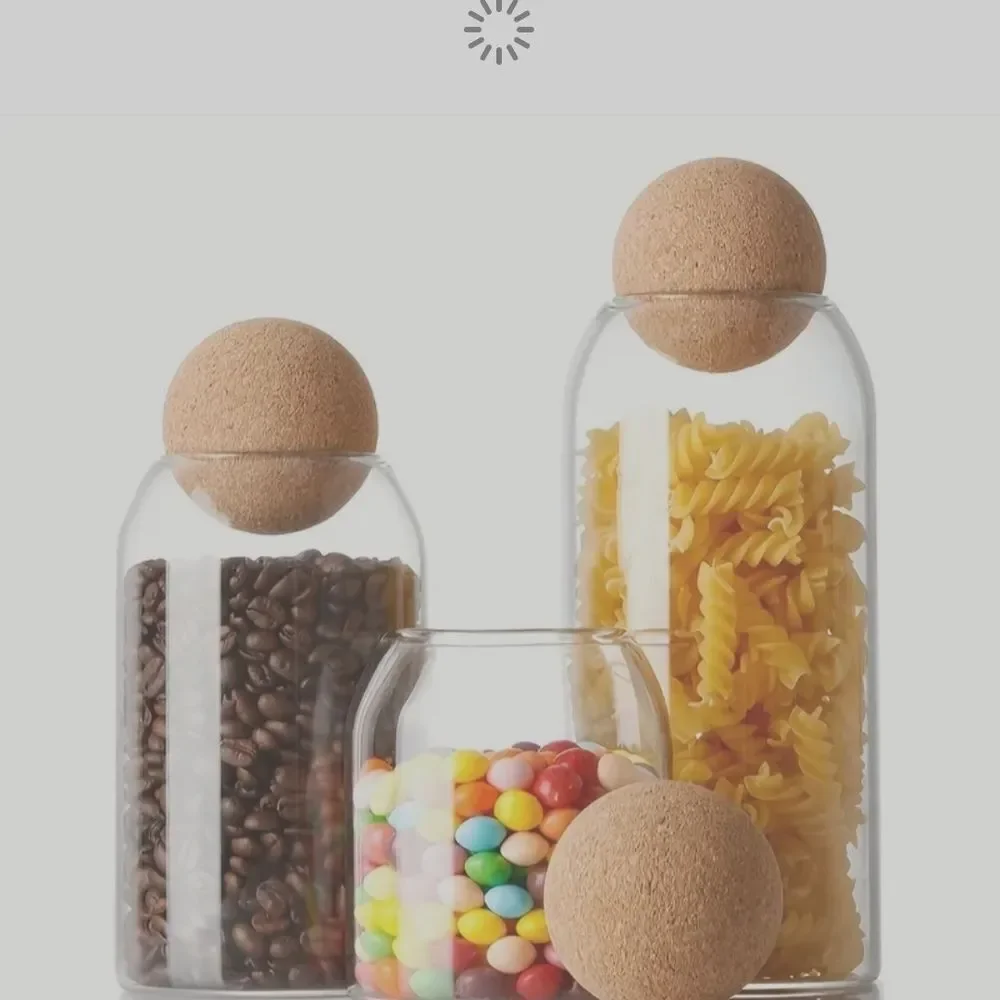 Clear Glass Canisters with Cork Ball Lids - Set of 3